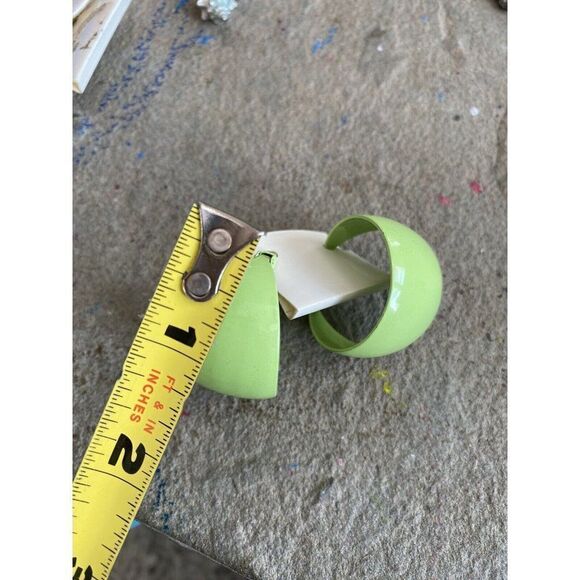 Vintage Earrings Mint Green Light Chunky Wide Pierced Hoops Hoop - Picture 3 of 6